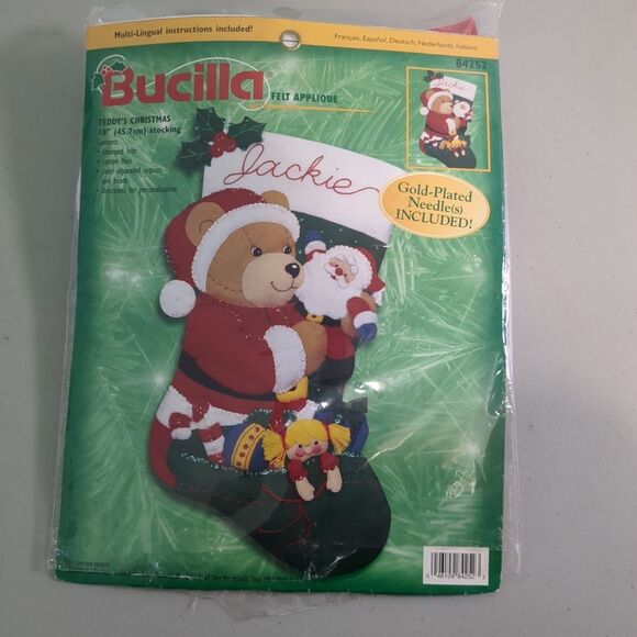 Bucilla Christmas Stocking Kit Felt 18" Teddys Christmas 84399 Bear Santa Claus - Picture 1 of 2